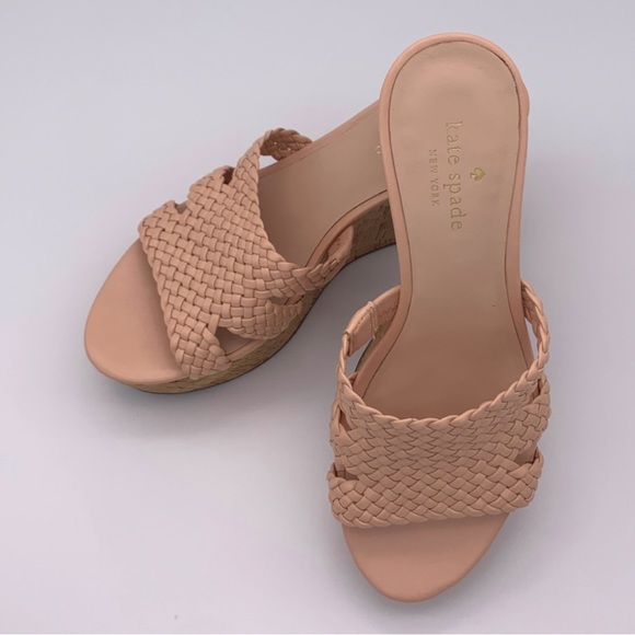 Kate Spade Wedges Pink Taravela Woven Cork Heel Wedges Baby Pink New Condition 7 - Picture 5 of 13
